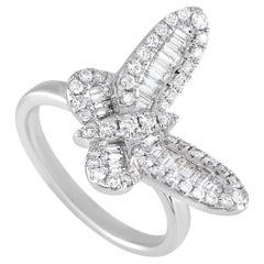 LB Exclusive 18K White Gold 1.00 Ct Diamond Butterfly Ring