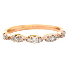 New 0.32ctw Diamond Marquise Shaped Wedding Band Ring in 14K Rose Gold