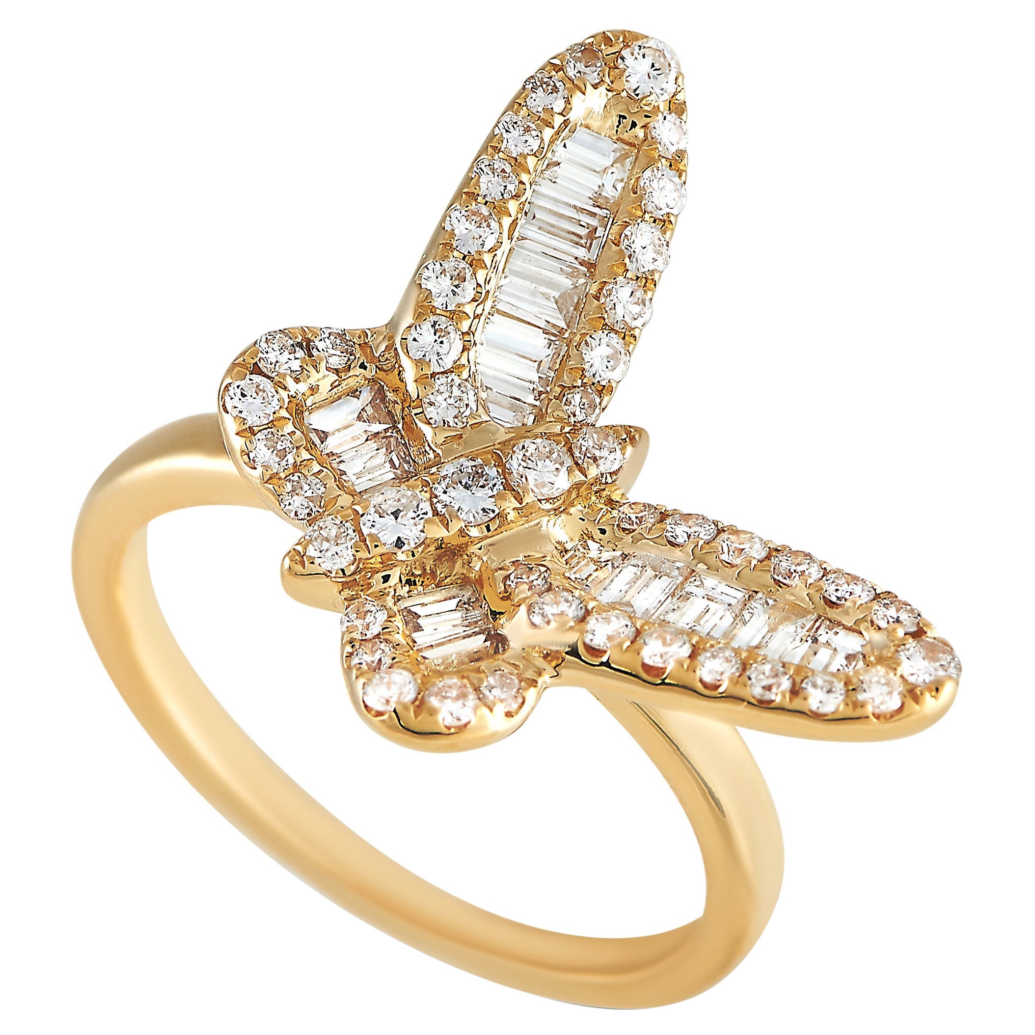 LB Exclusive 18K White and Yellow Gold 2.50 ct Diamond Butterfly Ring ...