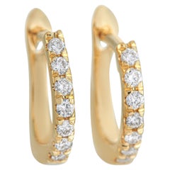 LB Exclusive 14K Yellow Gold 0.13 Ct Diamond Huggie Earrings