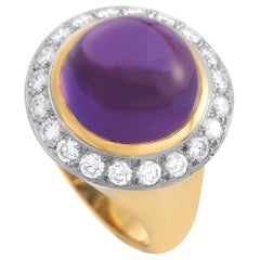 Tiffany & Co. 18K Yellow Gold 1.50 Ct Diamond and Amethyst Ring