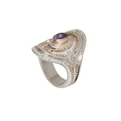 Bagdad Ring in Silver & Gold with Amethyst & Diamonds