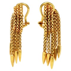 Vintage Italian 18 Karat Gold Tassel Ear-Clip Earrings
