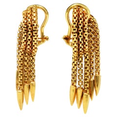 Vintage Italienische 18 Karat Gold Quaste Ohr-Clip-Ohrringe