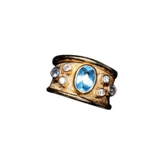 Blue Candy 18k Gold Ring with Aquamarine and Diamonds