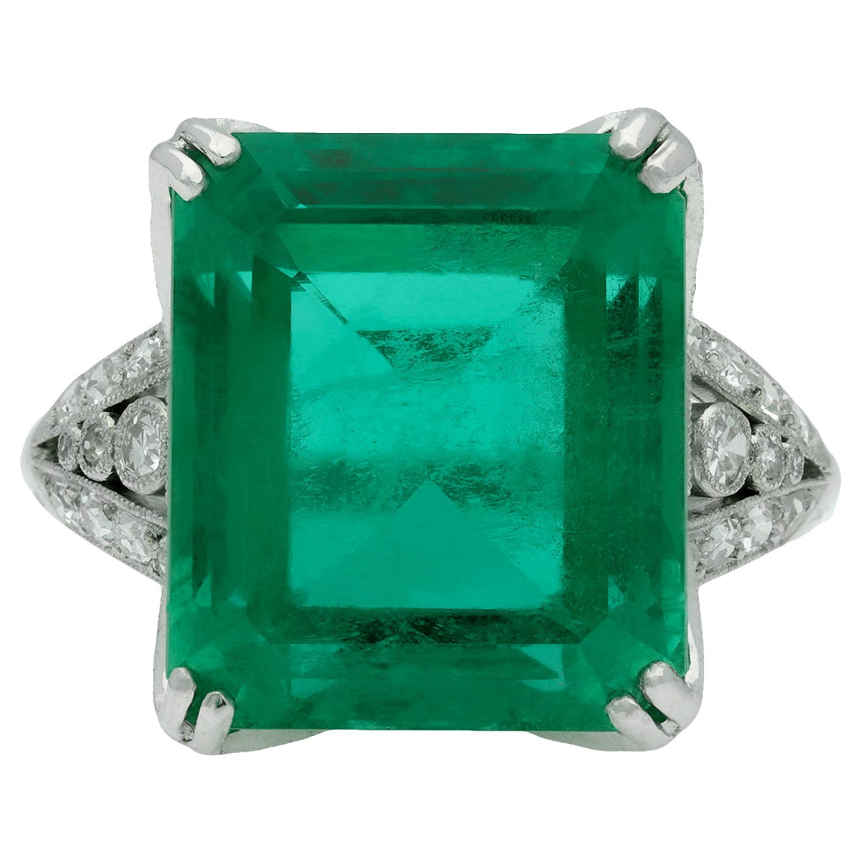 Colombian Emerald and Diamond Ring, French, Circa 1915