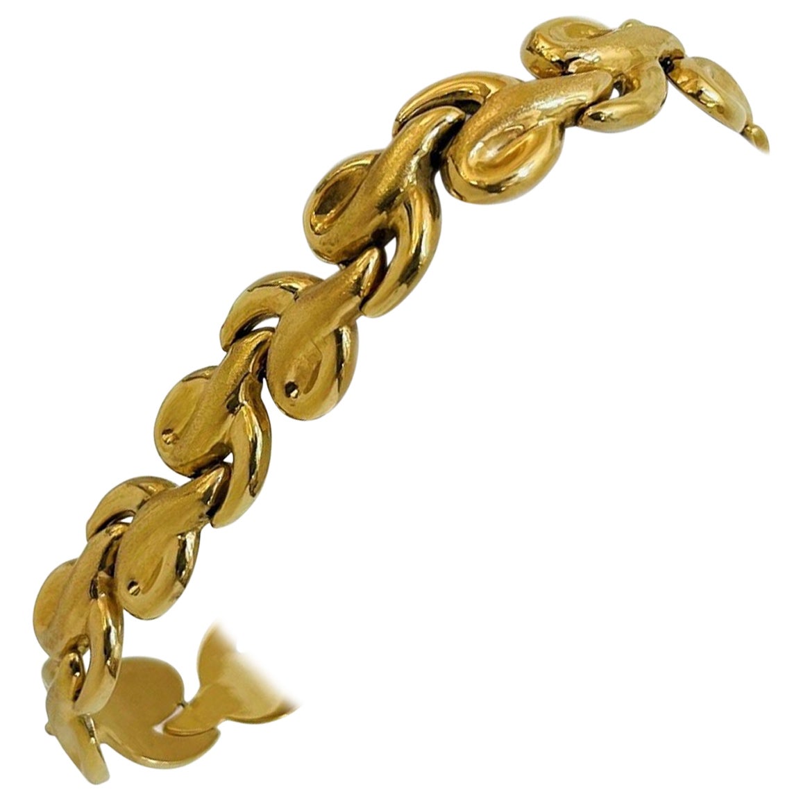 18 Karat Yellow Gold Ladies Fancy Link Bracelet Italy