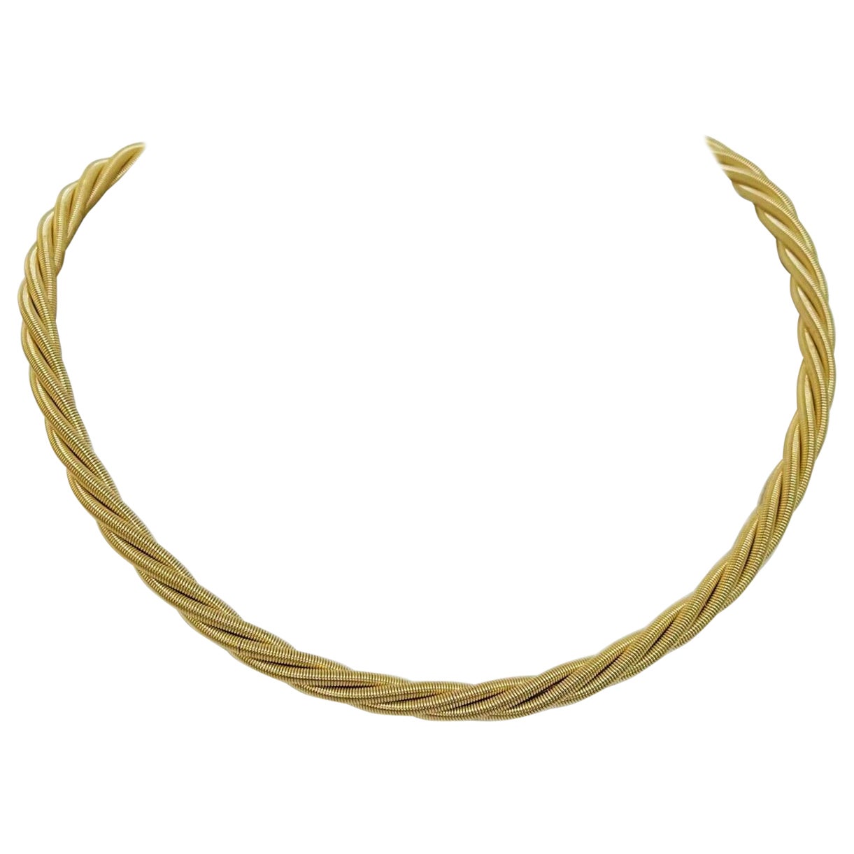 14k Yellow Gold Heavy Twisted Rope Snake Link Necklace, Germany