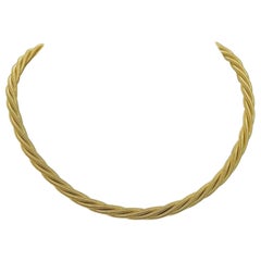 14k Yellow Gold Heavy Twisted Rope Snake Link Necklace, Germany