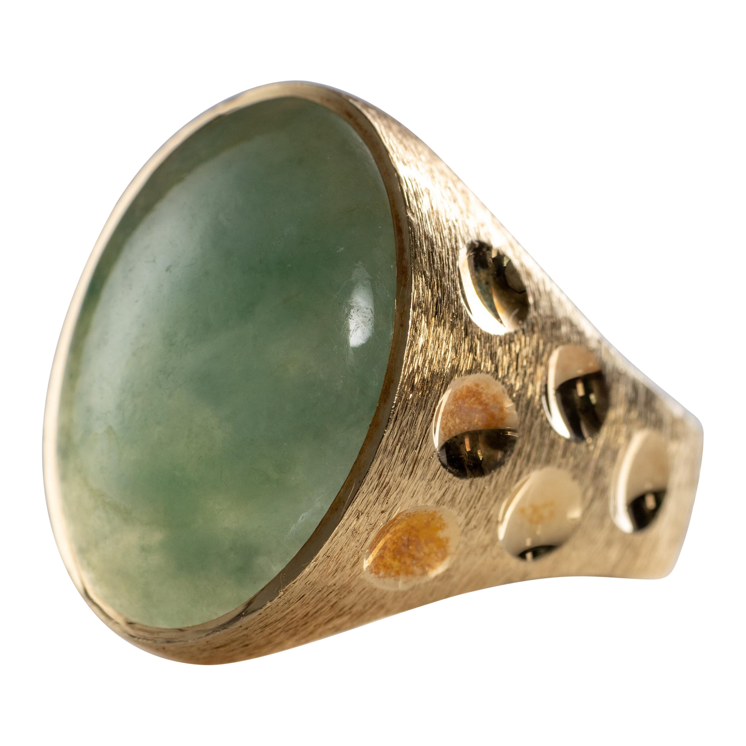 Midcentury Jadeite Men's Ring Certified Untreated