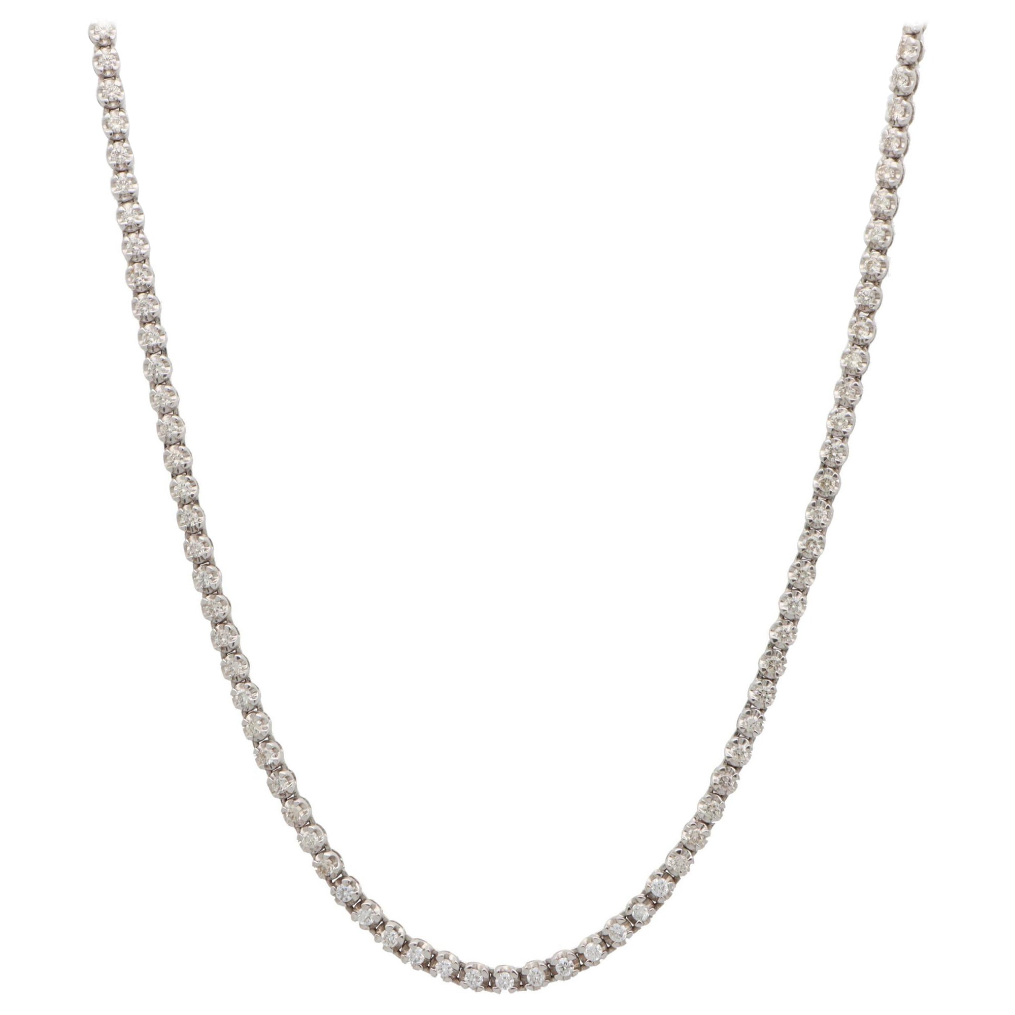 Diamond Riviere Necklace Set in 18k White Gold