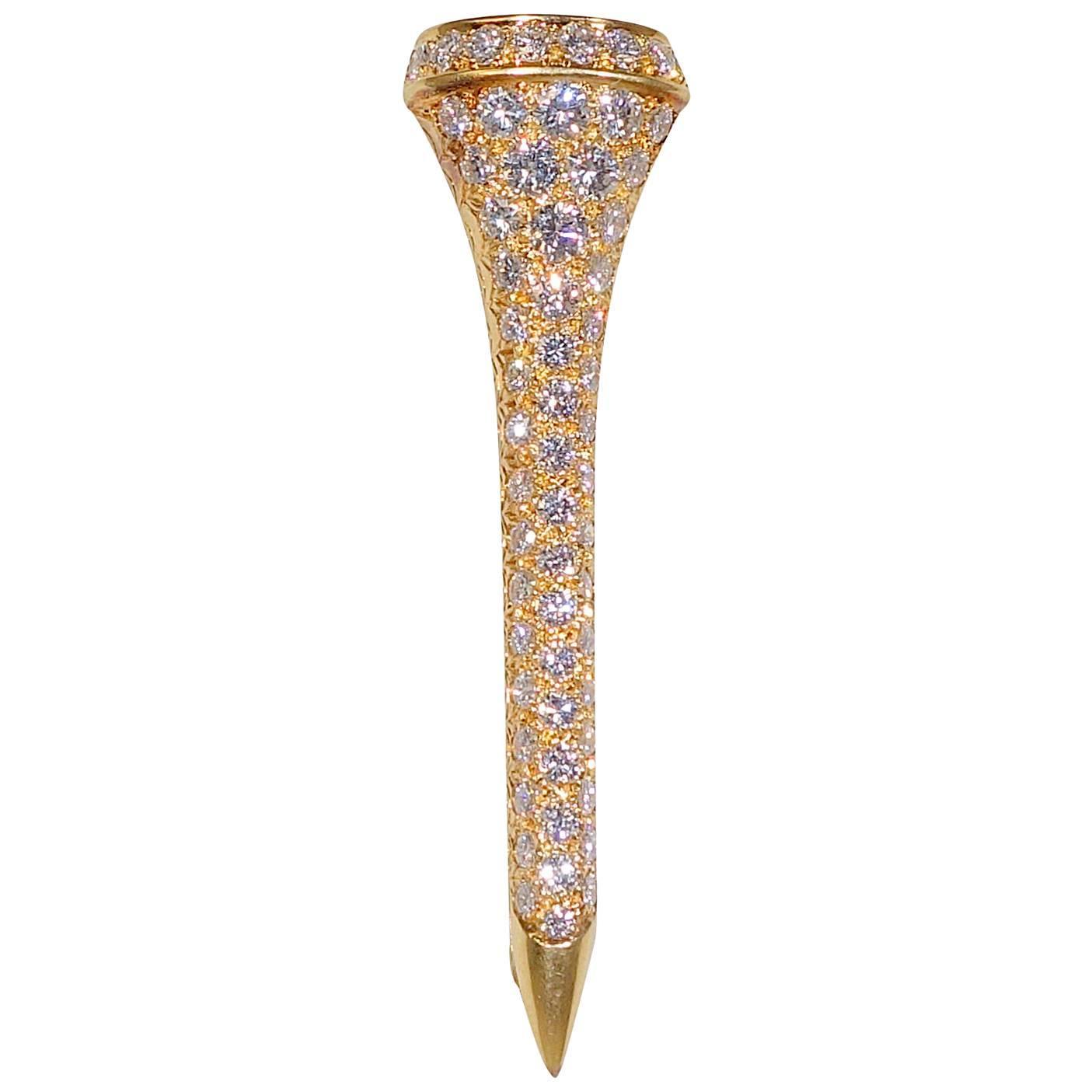 Oscar Heyman Fine Diamond Gold Golf Tee at 1stdibs