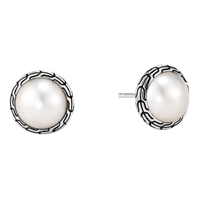 John Hardy Sterling Silver Pearl Earring EB90664 For Sale