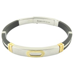 Zancan Stainless Steel 18K Yellow Gold Black Rubber Men's Bracelet