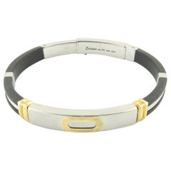 Zancan Bracciale da uomo in acciaio inossidabile e oro giallo 18 carati con gomma nera