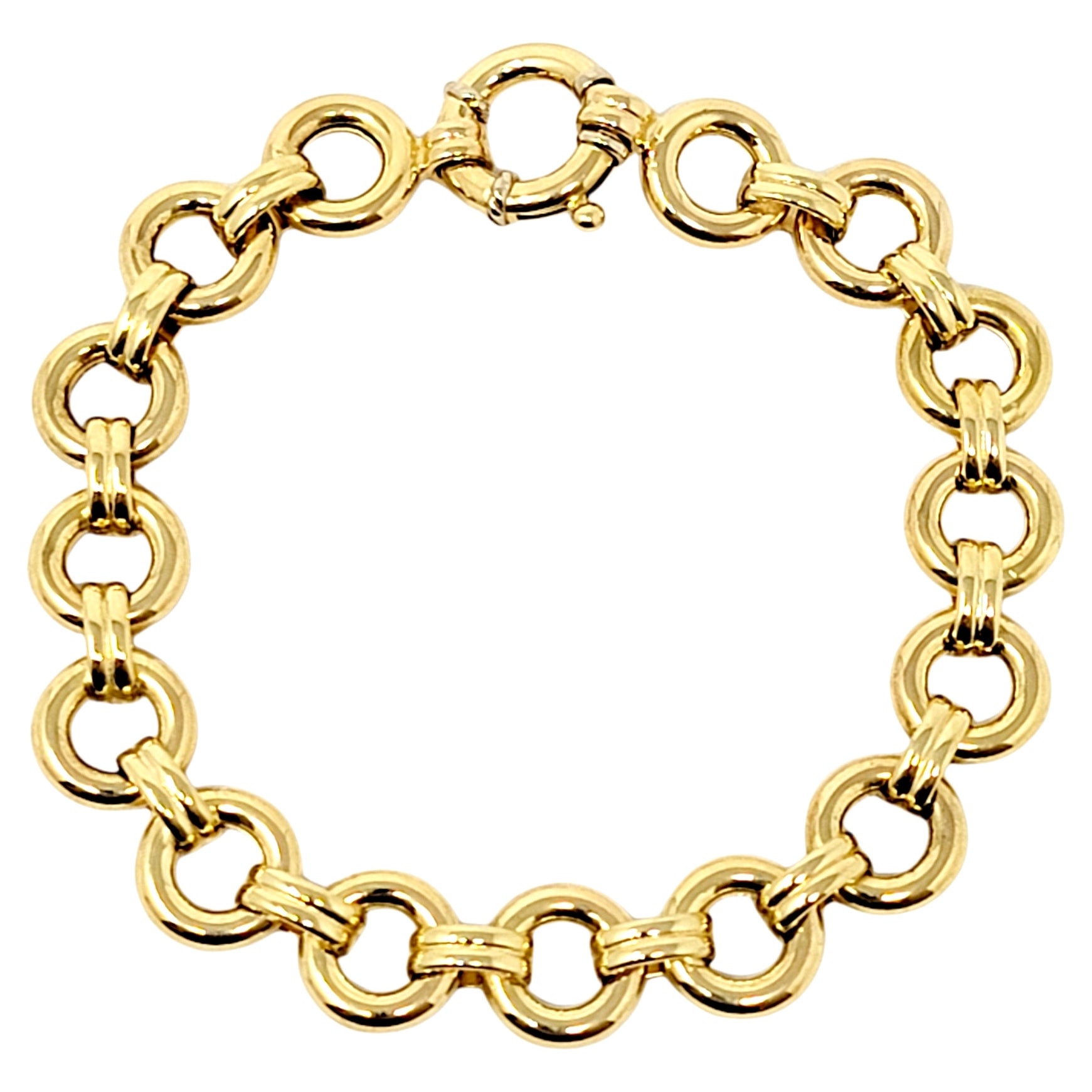 Aaron Basha Polished 18 Karat Yellow Gold Double Bar and Circle Link Bracelet