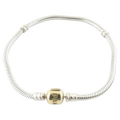 Used Pandora 14K Yellow Gold Sterling Silver Two Tone Charm Bracelet