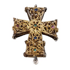 Antique Eastern European Silver Cross Pendant