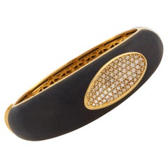 Roberto Coin Capri Plus Gold Plated Silver Wood and Diamond Bangle Bracelet