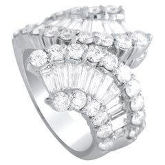 LB Exclusive 18K White Gold 2.50 Ct Diamond Fan Bypass Ring