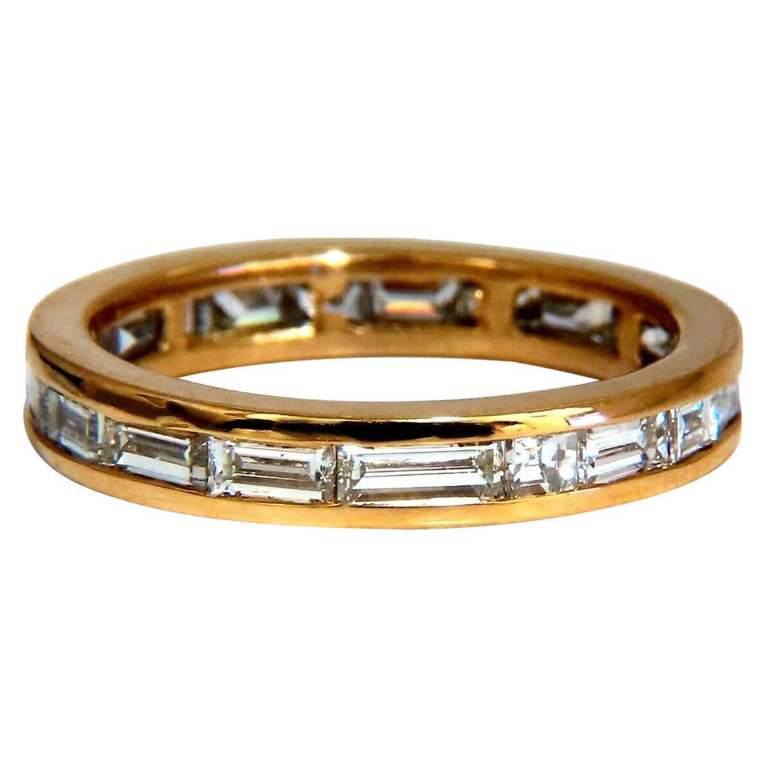 2.20ct. Natural Baguette Diamonds Eternity Ring 14kt Gold For Sale
