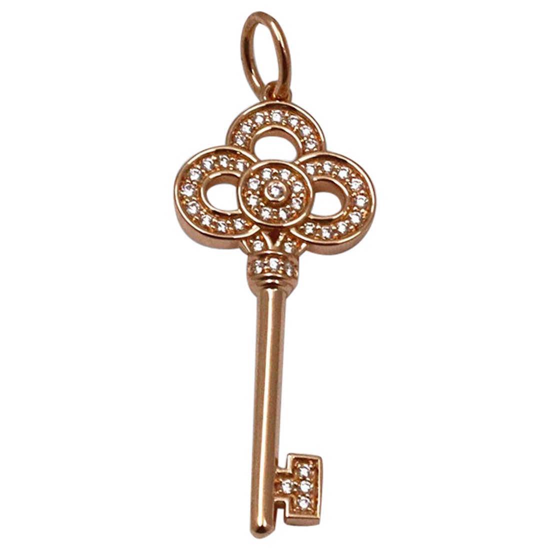 Tiffany Keys mini crown key pendant in 18k rose gold with diamonds.