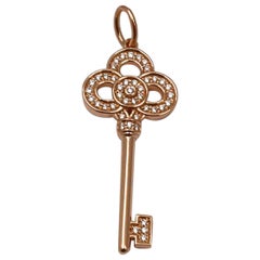 Tiffany & Co. 'Mini Crown Key' Rose Gold Diamond Pendant