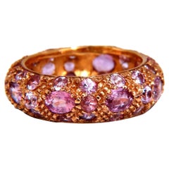 5.50ct. Natural Pink Sapphires Eternity Bead Set Ring 14kt Rose Gold