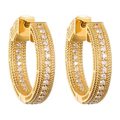 0.50 Carat Diamond Hoop Earrings in 18K Yellow Gold