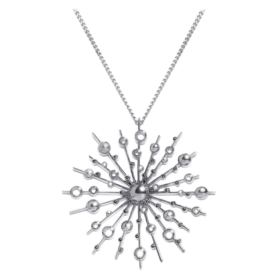 Sterling Silver Soleil Pendant Chain Necklace Natalie Barney For Sale