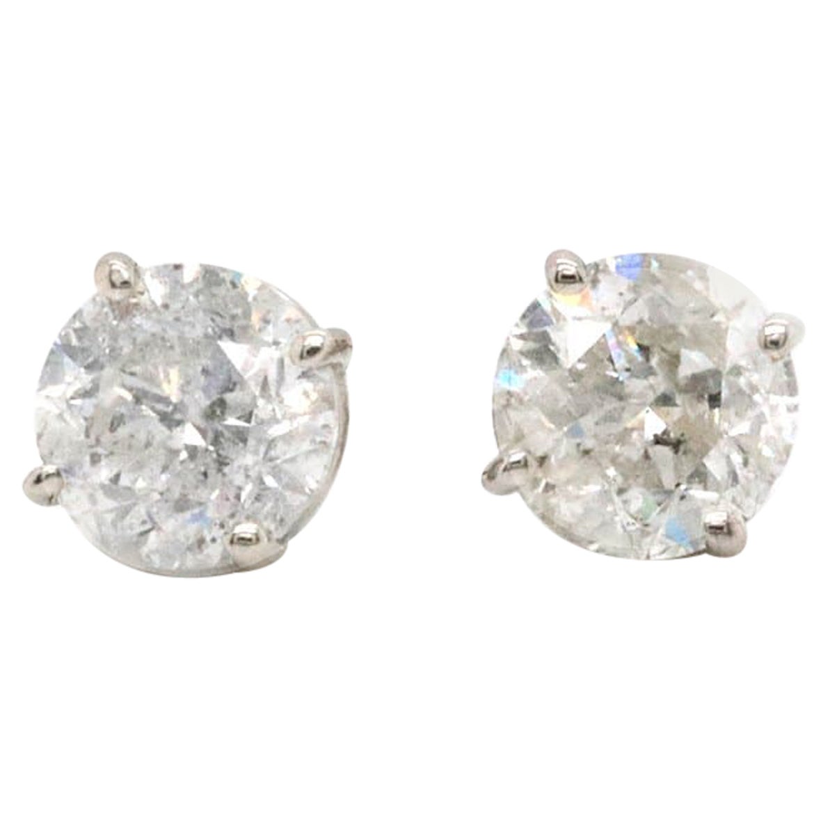 3.22ctw RBC Diamond Stud Earrings in 14K White Gold W/Cert For Sale