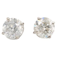 3.22ctw RBC Diamond Stud Earrings in 14K White Gold W/Cert
