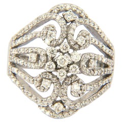 1.10ctw Effy Pave Diamond Classica Bouquet Ring in 14K White Gold