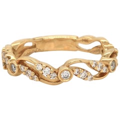 New Gabriel & Co. Diamond Wave Band Ring in 14K Yellow Gold