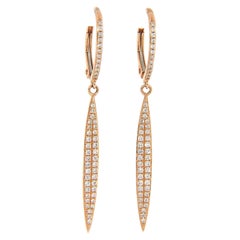 New 0.38ctw Pave Diamond Spike Dangle Earrings in 14K Rose Gold