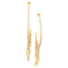 New 0.32ctw Diamond Hoop Bezel Set Dangle Earrings in 14K Yellow Gold
