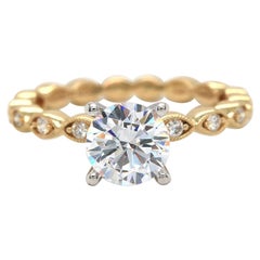 New Gabriel & Co. Diamond Straight Marquise Semi Mount Ring in 14K Yellow Gold