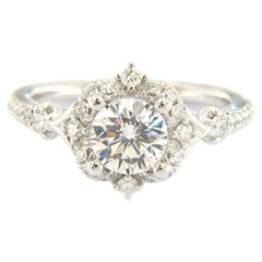 New Gabriel & Co. 0.35ctw Diamond Scalloped Halo Semi Mount Ring in 14K