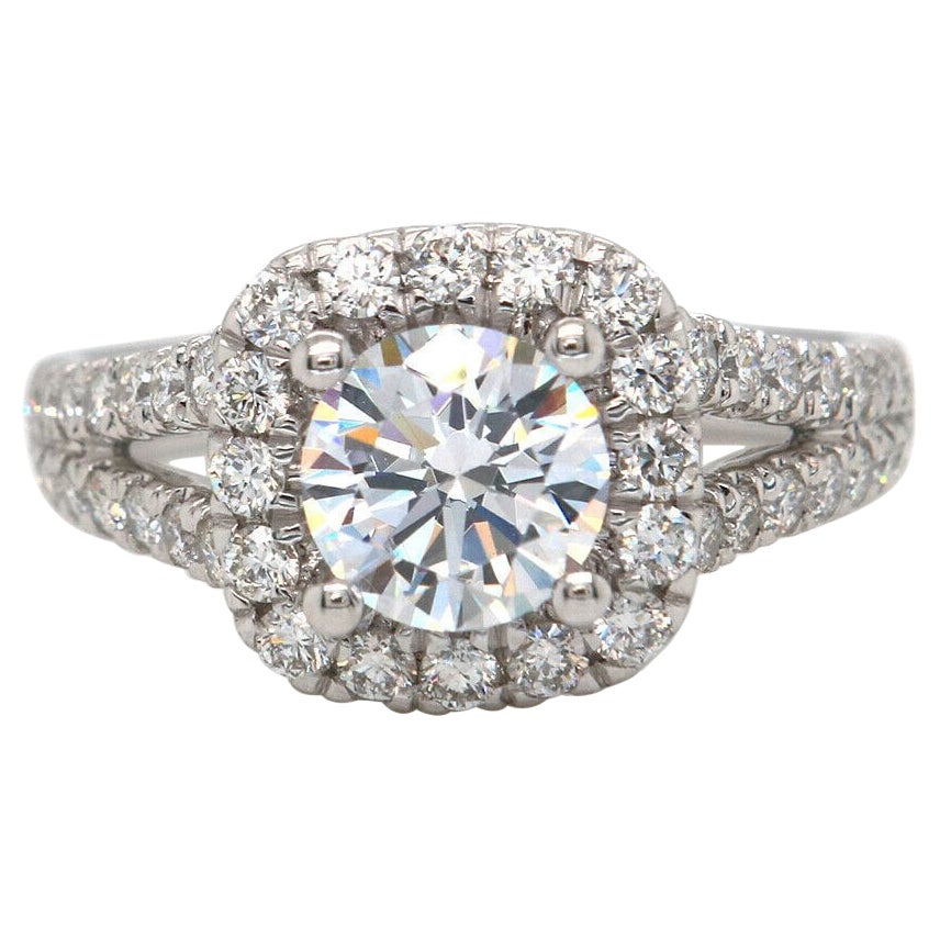 Wide Diamond Gold Oval Shape Split Shank Ring For Sale at 1stDibs