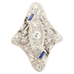 0.50ctw European Diamond and Synthetic Sapphire Cocktail Ring in Platinum