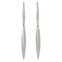 Tiffany & Co. Feather Hook Dangle Earrings in 18K White Gold W/Box