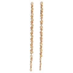New 1.43ctw Diamond Double Row Bezel Set Dangle Earrings in 14K Yellow Gold