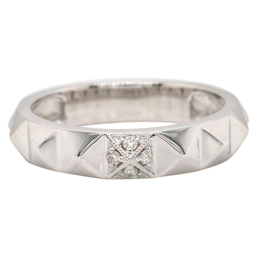 New Gabriel & Co. Pave Diamond Pyramid Stud Band Ring in 14K White Gold For Sale