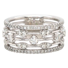 New Gabriel & Co. Diamond Open Five Row Ring in 14K White Gold