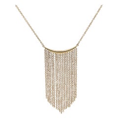 New Gabriel & Co. Curved Bar Multi Strand Fringe Necklace in 14K Yellow Gold