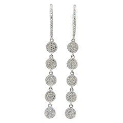 New 0.42ctw Pave Diamond Multi Disc Drop Earrings in 14K White Gold