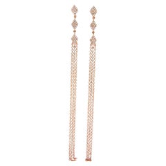 New 0.17ctw Pave Diamond Station Chain Tassel Earrings in 14kt Rose Gold