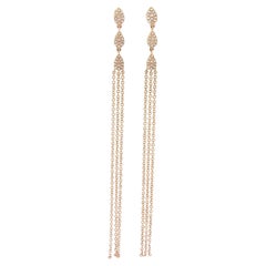 New 0.17ctw Pave Diamond Station Chain Tassel Earrings in 14Kt Rose Gold