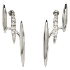New Gabriel & Co. 0.10ctw Diamond Triple Row Earrings in 14K White Gold