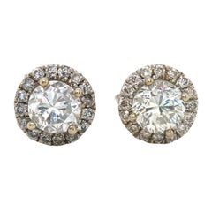 New 1.26ctw Diamond Halo Stud Earrings in 14K White Gold